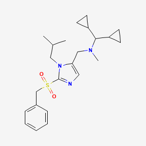 molecular formula C23H33N3O2S B5973305 N-{[2-(benzylsulfonyl)-1-isobutyl-1H-imidazol-5-yl]methyl}-1,1-dicyclopropyl-N-methylmethanamine 