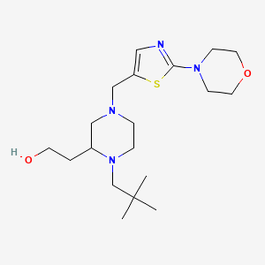 molecular formula C19H34N4O2S B5973319 2-(1-(2,2-dimethylpropyl)-4-{[2-(4-morpholinyl)-1,3-thiazol-5-yl]methyl}-2-piperazinyl)ethanol 