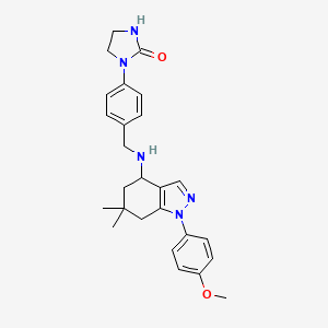 molecular formula C26H31N5O2 B5973337 1-[4-({[1-(4-methoxyphenyl)-6,6-dimethyl-4,5,6,7-tetrahydro-1H-indazol-4-yl]amino}methyl)phenyl]-2-imidazolidinone 