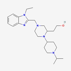 molecular formula C24H39N5O B5973345 2-[4-[(1-ethyl-1H-benzimidazol-2-yl)methyl]-1-(1-isopropyl-4-piperidinyl)-2-piperazinyl]ethanol 