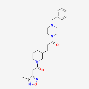 molecular formula C24H33N5O3 B5973351 1-benzyl-4-(3-{1-[(4-methyl-1,2,5-oxadiazol-3-yl)acetyl]-3-piperidinyl}propanoyl)piperazine 