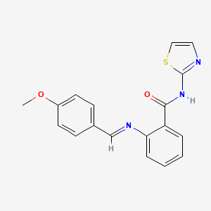 molecular formula C18H15N3O2S B5973377 2-[(4-methoxybenzylidene)amino]-N-1,3-thiazol-2-ylbenzamide 