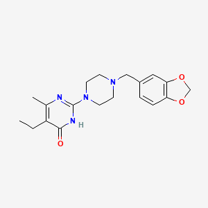 molecular formula C19H24N4O3 B5973378 2-[4-(1,3-benzodioxol-5-ylmethyl)-1-piperazinyl]-5-ethyl-6-methyl-4(3H)-pyrimidinone 