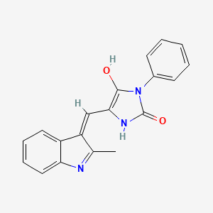 molecular formula C19H15N3O2 B5973392 5-[(2-methyl-1H-indol-3-yl)methylene]-3-phenyl-2,4-imidazolidinedione 