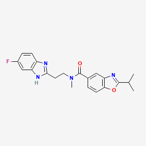 molecular formula C21H21FN4O2 B5973430 N-[2-(5-fluoro-1H-benzimidazol-2-yl)ethyl]-2-isopropyl-N-methyl-1,3-benzoxazole-5-carboxamide 