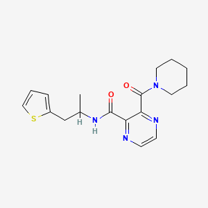 molecular formula C18H22N4O2S B5973435 N-[1-methyl-2-(2-thienyl)ethyl]-3-(1-piperidinylcarbonyl)-2-pyrazinecarboxamide 