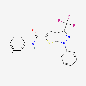 molecular formula C19H11F4N3OS B5973455 N-(3-fluorophenyl)-1-phenyl-3-(trifluoromethyl)-1H-thieno[2,3-c]pyrazole-5-carboxamide 