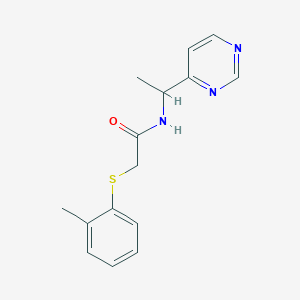 molecular formula C15H17N3OS B5973456 2-[(2-methylphenyl)thio]-N-[1-(4-pyrimidinyl)ethyl]acetamide 