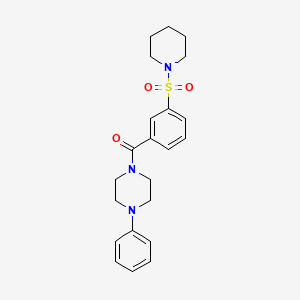 molecular formula C22H27N3O3S B5973535 1-phenyl-4-[3-(1-piperidinylsulfonyl)benzoyl]piperazine 