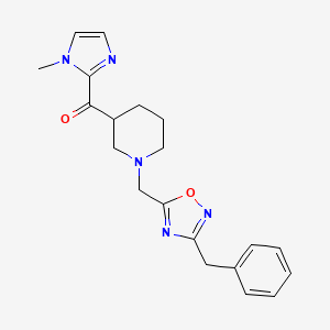 molecular formula C20H23N5O2 B5973579 {1-[(3-benzyl-1,2,4-oxadiazol-5-yl)methyl]-3-piperidinyl}(1-methyl-1H-imidazol-2-yl)methanone 