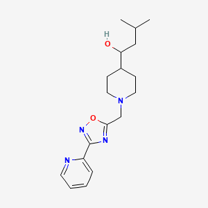 molecular formula C18H26N4O2 B5973584 3-methyl-1-(1-{[3-(2-pyridinyl)-1,2,4-oxadiazol-5-yl]methyl}-4-piperidinyl)-1-butanol 