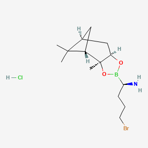 molecular formula C14H26BBrClNO2 B597360 (1R)-1-Amino-4-bromobutan-1-ylboronic acid (1S,2S,3R,5S)-(+)-2,3-pinanediol ester hydrochloride CAS No. 131100-00-0
