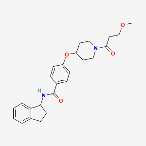 molecular formula C25H30N2O4 B5973627 N-(2,3-dihydro-1H-inden-1-yl)-4-{[1-(3-methoxypropanoyl)-4-piperidinyl]oxy}benzamide 