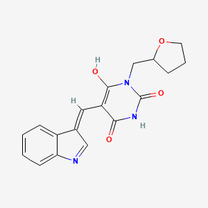 molecular formula C18H17N3O4 B5973654 5-(1H-indol-3-ylmethylene)-1-(tetrahydro-2-furanylmethyl)-2,4,6(1H,3H,5H)-pyrimidinetrione 