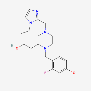 molecular formula C20H29FN4O2 B5973666 2-[4-[(1-ethyl-1H-imidazol-2-yl)methyl]-1-(2-fluoro-4-methoxybenzyl)-2-piperazinyl]ethanol 