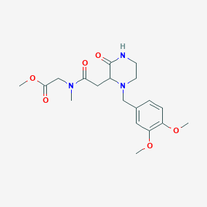 molecular formula C19H27N3O6 B5973675 methyl N-{[1-(3,4-dimethoxybenzyl)-3-oxo-2-piperazinyl]acetyl}-N-methylglycinate 