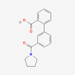 molecular formula C18H17NO3 B597368 2-(3-Pyrrolidinocarbonylphenyl)benzoic acid CAS No. 1261941-65-4