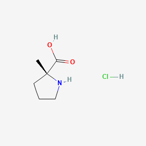 molecular formula C6H12ClNO2 B597369 (R)-2-Methylpyrrolidine-2-carboxylic acid hydrochloride CAS No. 123053-48-5
