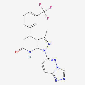 molecular formula C19H14F3N7O B5973690 3-methyl-1-[1,2,4]triazolo[4,3-b]pyridazin-6-yl-4-[3-(trifluoromethyl)phenyl]-1,4,5,7-tetrahydro-6H-pyrazolo[3,4-b]pyridin-6-one 