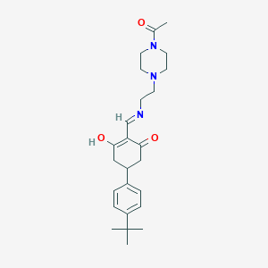 molecular formula C25H35N3O3 B5973732 2-({[2-(4-acetyl-1-piperazinyl)ethyl]amino}methylene)-5-(4-tert-butylphenyl)-1,3-cyclohexanedione 