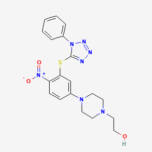 molecular formula C19H21N7O3S B5973736 2-(4-{4-nitro-3-[(1-phenyl-1H-tetrazol-5-yl)thio]phenyl}-1-piperazinyl)ethanol 
