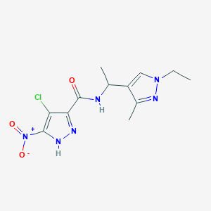 4-chloro-N-[1-(1-ethyl-3-methyl-1H-pyrazol-4-yl)ethyl]-5-nitro-1H-pyrazole-3-carboxamide
