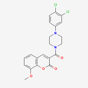 molecular formula C21H18Cl2N2O4 B5973767 3-{[4-(3,4-dichlorophenyl)piperazin-1-yl]carbonyl}-8-methoxy-2H-chromen-2-one 