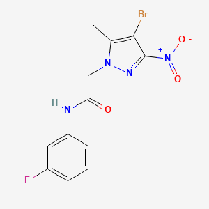 molecular formula C12H10BrFN4O3 B5973793 2-(4-bromo-5-methyl-3-nitro-1H-pyrazol-1-yl)-N-(3-fluorophenyl)acetamide 