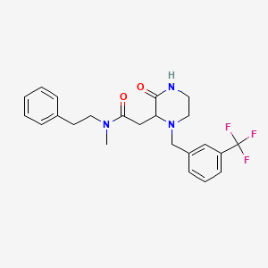 molecular formula C23H26F3N3O2 B5973800 N-methyl-2-{3-oxo-1-[3-(trifluoromethyl)benzyl]-2-piperazinyl}-N-(2-phenylethyl)acetamide 