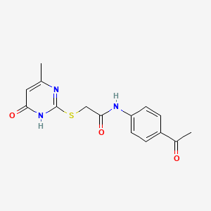 molecular formula C15H15N3O3S B5973832 N-(4-acetylphenyl)-2-[(4-hydroxy-6-methyl-2-pyrimidinyl)thio]acetamide 