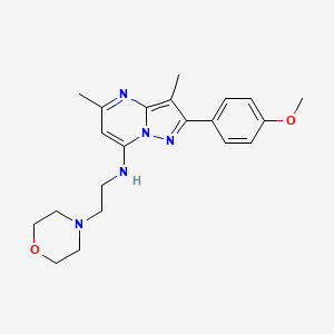 molecular formula C21H27N5O2 B5973857 2-(4-methoxyphenyl)-3,5-dimethyl-N-[2-(4-morpholinyl)ethyl]pyrazolo[1,5-a]pyrimidin-7-amine 