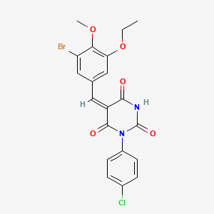 molecular formula C20H16BrClN2O5 B5973913 5-(3-bromo-5-ethoxy-4-methoxybenzylidene)-1-(4-chlorophenyl)-2,4,6(1H,3H,5H)-pyrimidinetrione 