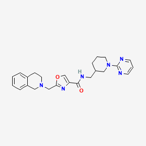 molecular formula C24H28N6O2 B5973922 2-(3,4-dihydro-2(1H)-isoquinolinylmethyl)-N-{[1-(2-pyrimidinyl)-3-piperidinyl]methyl}-1,3-oxazole-4-carboxamide 