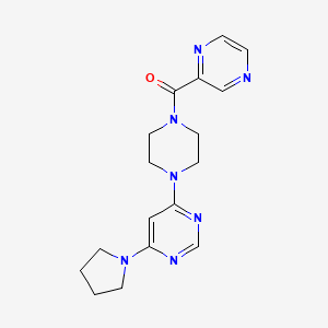 molecular formula C17H21N7O B5973964 4-[4-(2-pyrazinylcarbonyl)-1-piperazinyl]-6-(1-pyrrolidinyl)pyrimidine 