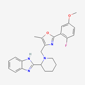molecular formula C24H25FN4O2 B5973980 2-(1-{[2-(2-fluoro-5-methoxyphenyl)-5-methyl-1,3-oxazol-4-yl]methyl}-2-piperidinyl)-1H-benzimidazole 