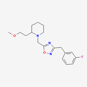 molecular formula C18H24FN3O2 B5973994 1-{[3-(3-fluorobenzyl)-1,2,4-oxadiazol-5-yl]methyl}-2-(2-methoxyethyl)piperidine 
