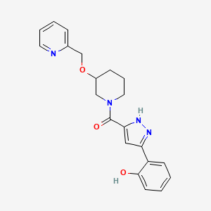 molecular formula C21H22N4O3 B5974001 2-(5-{[3-(2-pyridinylmethoxy)-1-piperidinyl]carbonyl}-1H-pyrazol-3-yl)phenol 