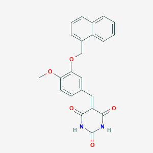molecular formula C23H18N2O5 B5974028 5-[4-methoxy-3-(1-naphthylmethoxy)benzylidene]-2,4,6(1H,3H,5H)-pyrimidinetrione 