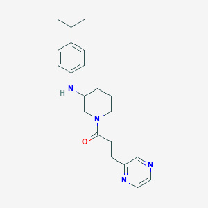 molecular formula C21H28N4O B5974059 N-(4-isopropylphenyl)-1-[3-(2-pyrazinyl)propanoyl]-3-piperidinamine 