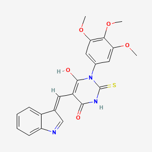 molecular formula C22H19N3O5S B5974097 5-(1H-indol-3-ylmethylene)-2-thioxo-1-(3,4,5-trimethoxyphenyl)dihydro-4,6(1H,5H)-pyrimidinedione 