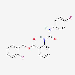 molecular formula C21H16F2N2O3 B5974105 2-fluorobenzyl 2-({[(4-fluorophenyl)amino]carbonyl}amino)benzoate 