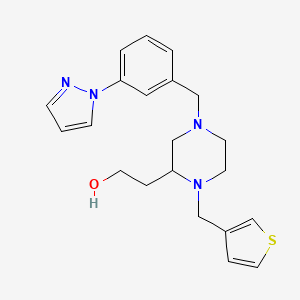 molecular formula C21H26N4OS B5974113 2-[4-[3-(1H-pyrazol-1-yl)benzyl]-1-(3-thienylmethyl)-2-piperazinyl]ethanol 
