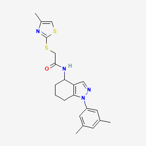 molecular formula C21H24N4OS2 B5974133 N-[1-(3,5-dimethylphenyl)-4,5,6,7-tetrahydro-1H-indazol-4-yl]-2-[(4-methyl-1,3-thiazol-2-yl)thio]acetamide 