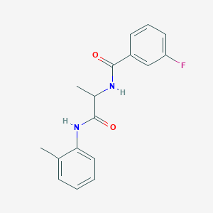 molecular formula C17H17FN2O2 B5974153 3-fluoro-N-{1-methyl-2-[(2-methylphenyl)amino]-2-oxoethyl}benzamide 