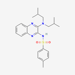 molecular formula C23H30N4O2S B5974160 N-[3-(diisobutylamino)-2-quinoxalinyl]-4-methylbenzenesulfonamide 