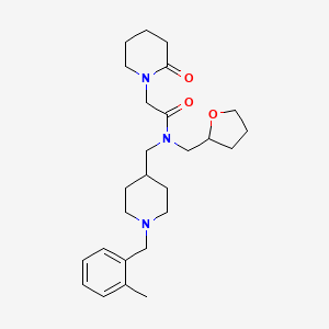 molecular formula C26H39N3O3 B5974167 N-{[1-(2-methylbenzyl)-4-piperidinyl]methyl}-2-(2-oxo-1-piperidinyl)-N-(tetrahydro-2-furanylmethyl)acetamide 
