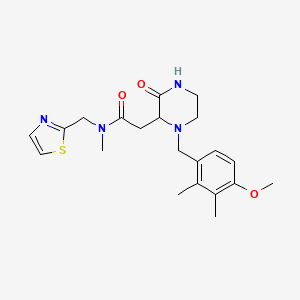 molecular formula C21H28N4O3S B5974201 2-[1-(4-methoxy-2,3-dimethylbenzyl)-3-oxo-2-piperazinyl]-N-methyl-N-(1,3-thiazol-2-ylmethyl)acetamide 
