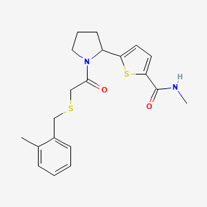 molecular formula C20H24N2O2S2 B5974225 N-methyl-5-(1-{[(2-methylbenzyl)thio]acetyl}-2-pyrrolidinyl)-2-thiophenecarboxamide 