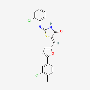 molecular formula C21H14Cl2N2O2S B5974234 5-{[5-(3-chloro-4-methylphenyl)-2-furyl]methylene}-2-[(2-chlorophenyl)imino]-1,3-thiazolidin-4-one 