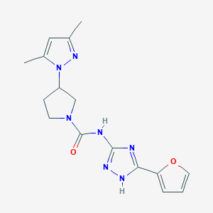 molecular formula C16H19N7O2 B5974243 3-(3,5-dimethyl-1H-pyrazol-1-yl)-N-[3-(2-furyl)-1H-1,2,4-triazol-5-yl]pyrrolidine-1-carboxamide 